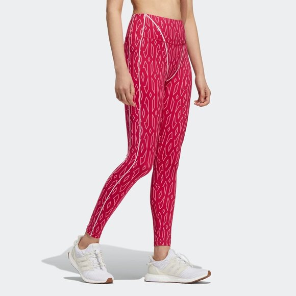 Adidas Women's Bold Pink Ivy Park Monogram Tights Size xs H21139 - Picture 2 of 4